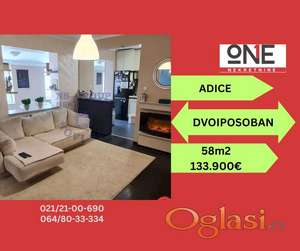 Prodaje se funkcionalan i svetao dvoiposoban stan površine 58 m², smešten u mirnom i porodičnom naselju Adice.